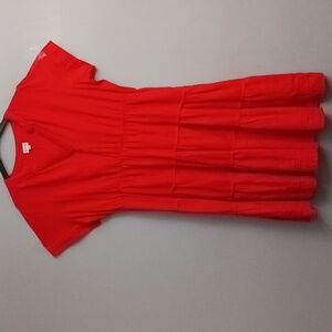 For Cynthia size 2X women's red linen/viscose blend tiered midi dress.